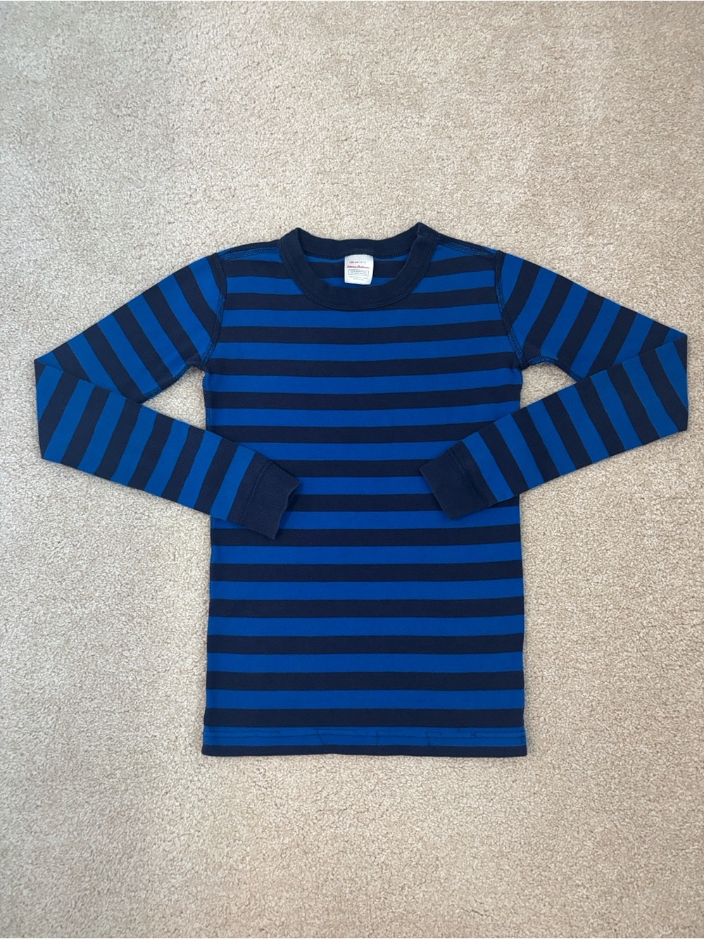Hanna Andersson Blue/Navy striped Long John Pajamas In Organic Cotton size 150 - Picture 7 of 10